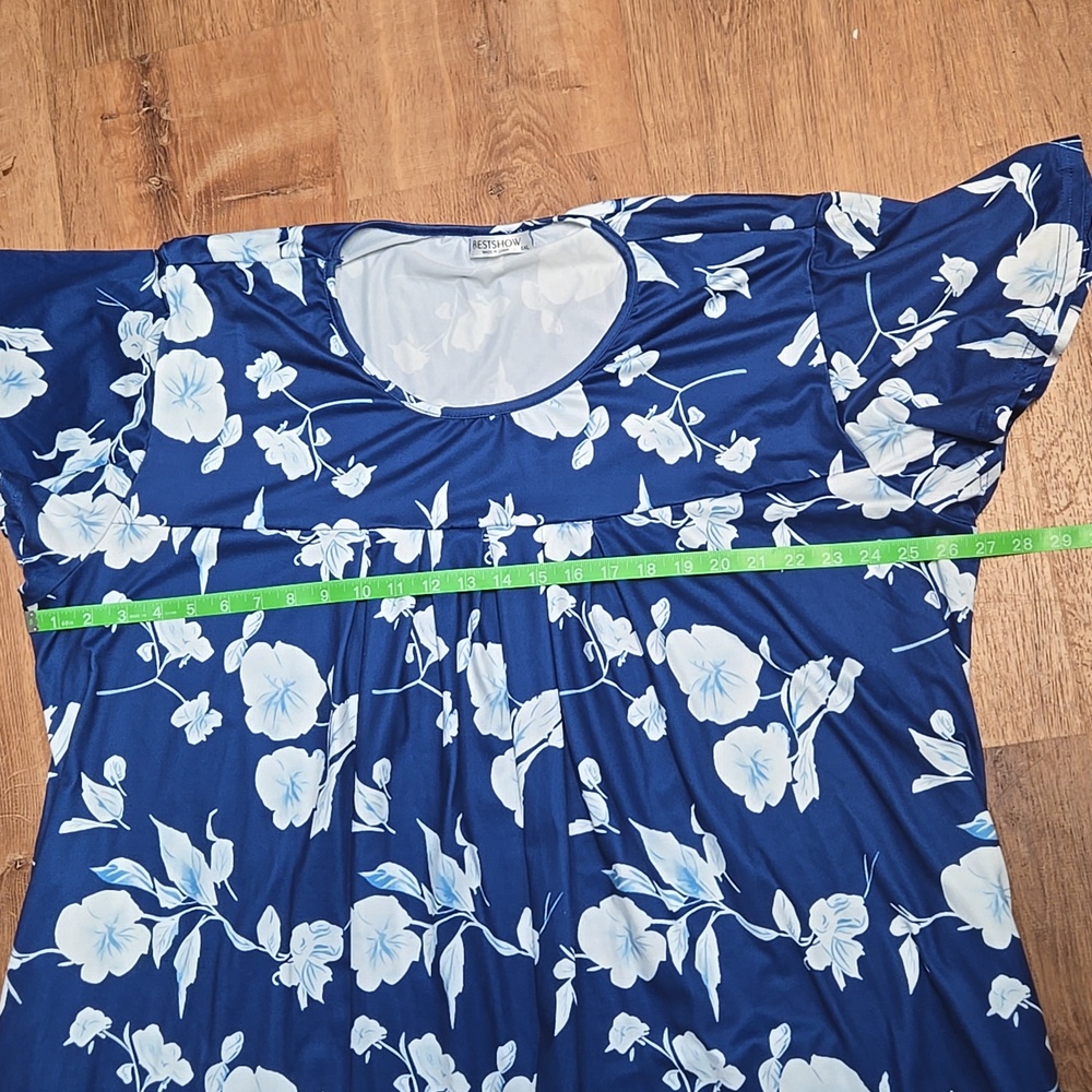 ☀️Best Show Floral Blue White Women's 5XL Short Night Gown - Picture 6 of 9